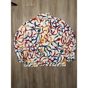 Women’s Vintage Size XL Multi Color Collared Henley By Alfred Dunner